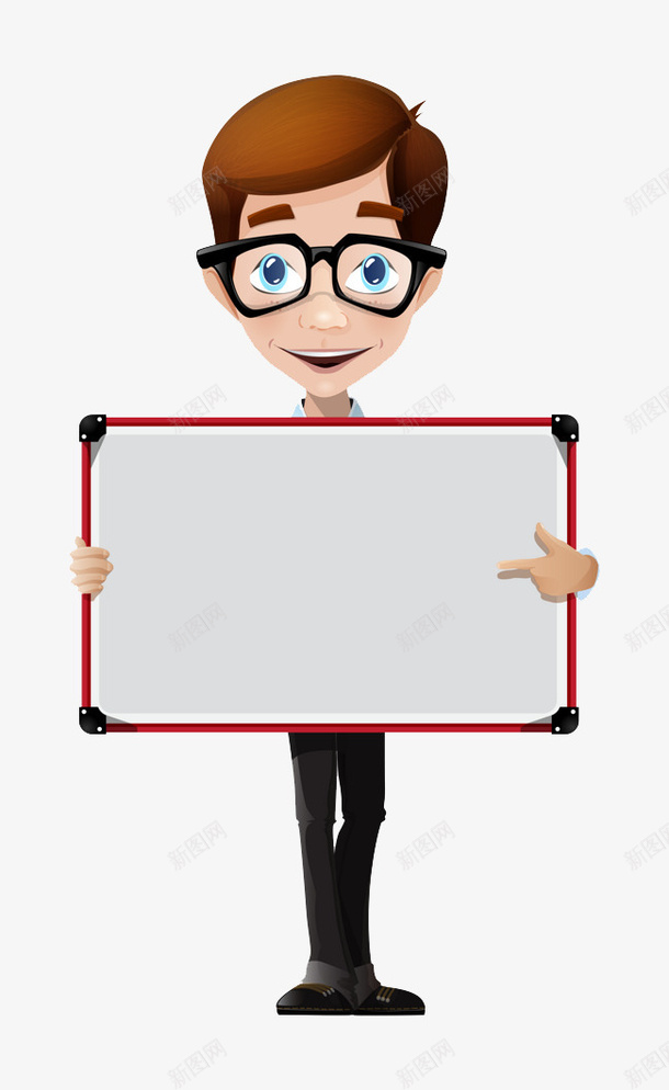 戴眼镜商务男人拿白板图案png免抠素材_新图网 https://ixintu.com 卡通 商务男人 图案 戴眼镜 手拿白板 手绘风格 拿白板