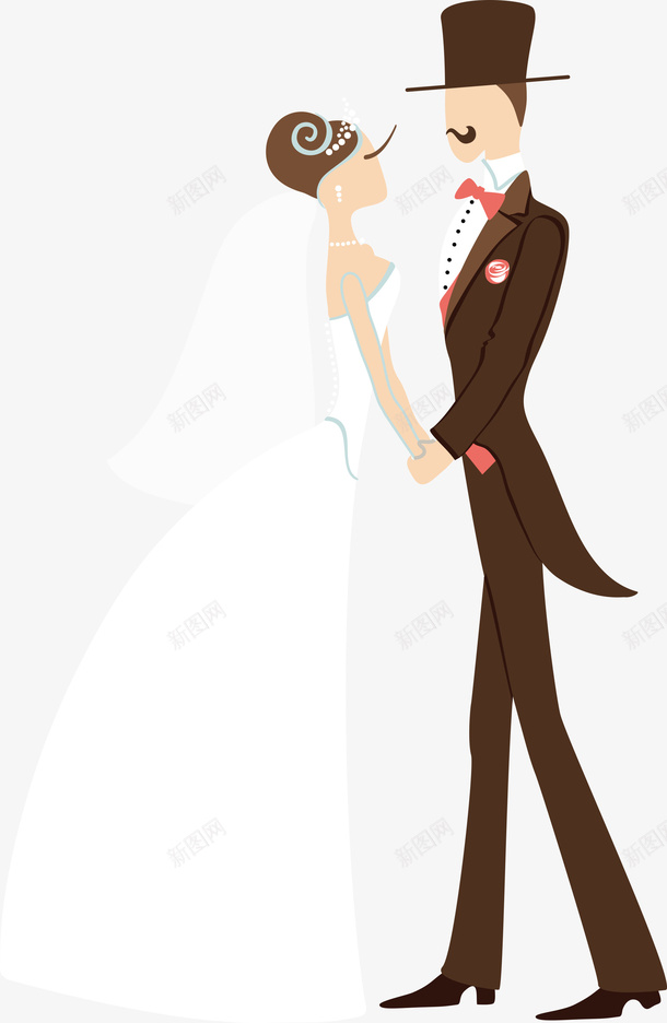 卡通手绘新郎新娘png免抠素材_新图网 https://ixintu.com 婚礼 婚纱 手绘 新郎新娘 燕尾服 礼服 美丽的