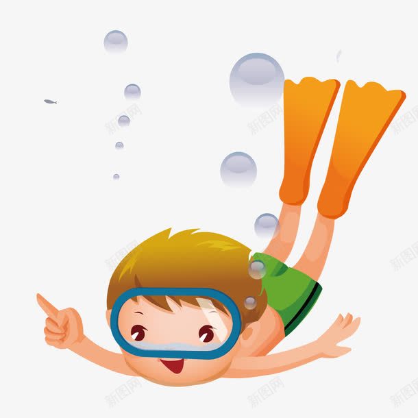 潜水的男孩png免抠素材_新图网 https://ixintu.com 卡通 手绘 插画 潜水 男孩 矢量人物