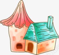 两个小房子png免抠素材_新图网 https://ixintu.com 卡通 可爱 小屋子 小房子