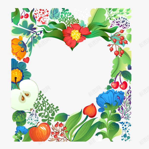 花朵水果花环矢量图ai免抠素材_新图网 https://ixintu.com 矢量花朵水果花环 矢量图