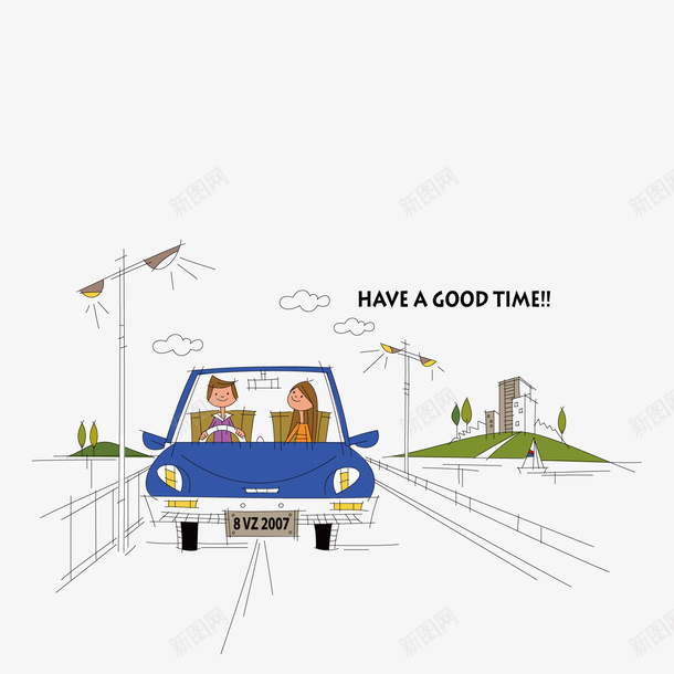 开车的情侣矢量图ai免抠素材_新图网 https://ixintu.com 大路 情侣 汽车 矢量图