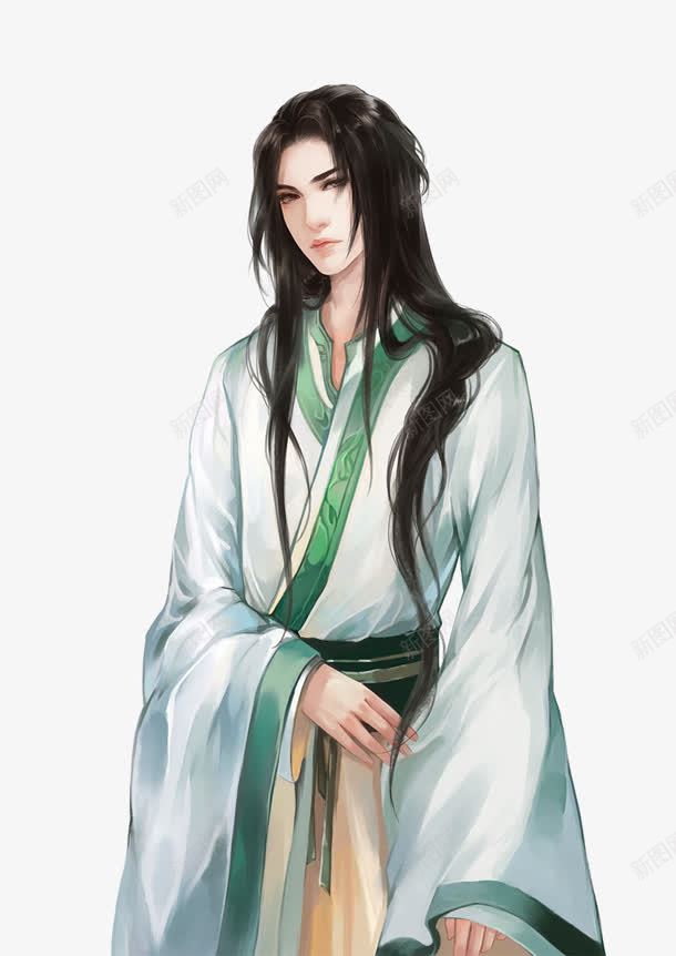凌乱长发男子古风手绘png免抠素材_新图网 https://ixintu.com 凌乱 古风 男子 长发