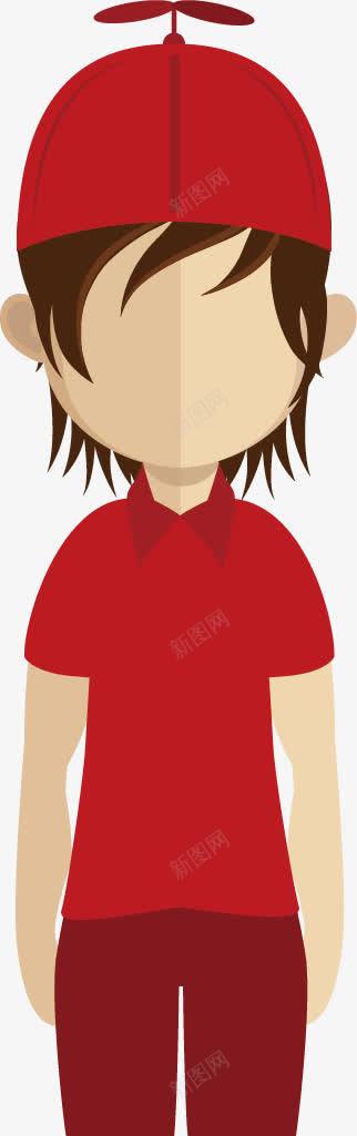 可爱的小男孩png免抠素材_新图网 https://ixintu.com 可爱男孩 竹蜻蜓的帽子 红色帽子 褐色头发