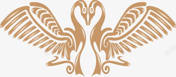 装饰比翼双飞天鹅png免抠素材_新图网 https://ixintu.com 天鹅 装饰 金灰色