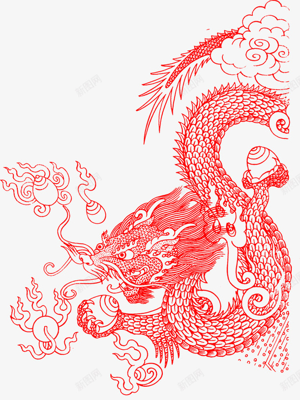 龙中国风红色png免抠素材_新图网 https://ixintu.com 中国风