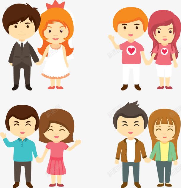 卡通情侣png免抠素材_新图网 https://ixintu.com 女子 情侣 新人 新娘 新郎 男子