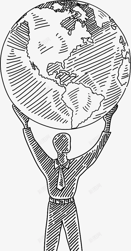 头举黑白地球简单线条图案png免抠素材_新图网 https://ixintu.com 图案 地球黑白 头举黑白地球 效果图案 简单 线条 装饰