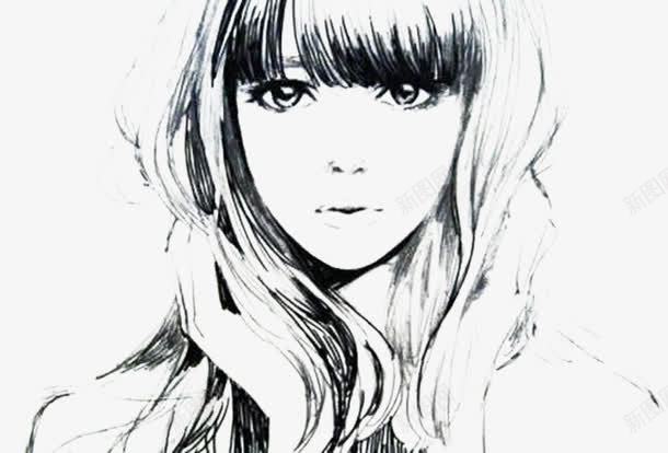 黑色线条美女轮廓png免抠素材_新图网 https://ixintu.com 线条 美女 装饰图案 黑色