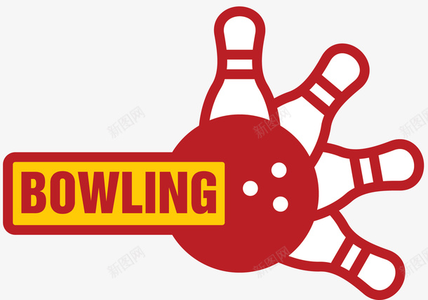 红色卡通保龄球LOGO图标png_新图网 https://ixintu.com 保龄球 保龄球运动 卡通保龄球 球类运动 矢量保龄球 红色 运动