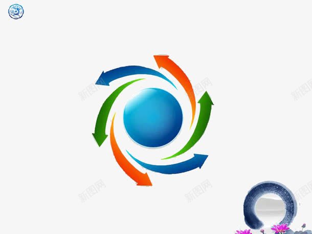 蓝色水墨风ppt模板png免抠素材_新图网 https://ixintu.com ppt文本框 ppt模板 ppt背景 彩色 水墨风 箭头 蓝色