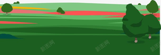 扁平化草地png免抠素材_新图网 https://ixintu.com 扁平化 扁平化草地 树 树木 简单 绿色 草地