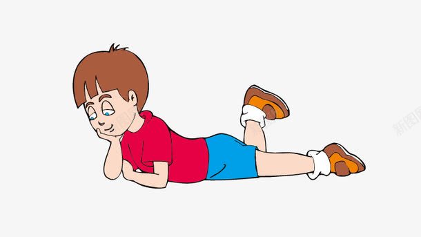 趴着的男孩png免抠素材_新图网 https://ixintu.com 卡通男孩 矢量男孩 趴着的男孩