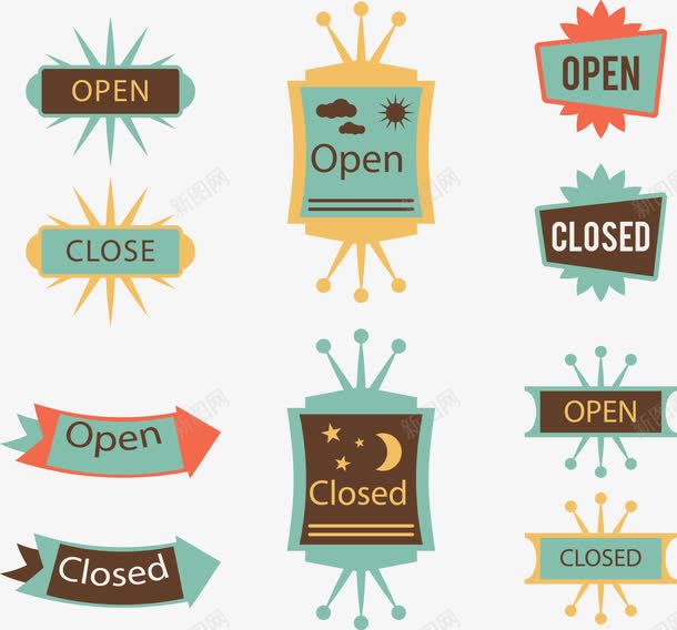 营业中与休息标签png免抠素材_新图网 https://ixintu.com CLOSE OPEN 休息 商务 标签 英文开业 营业中