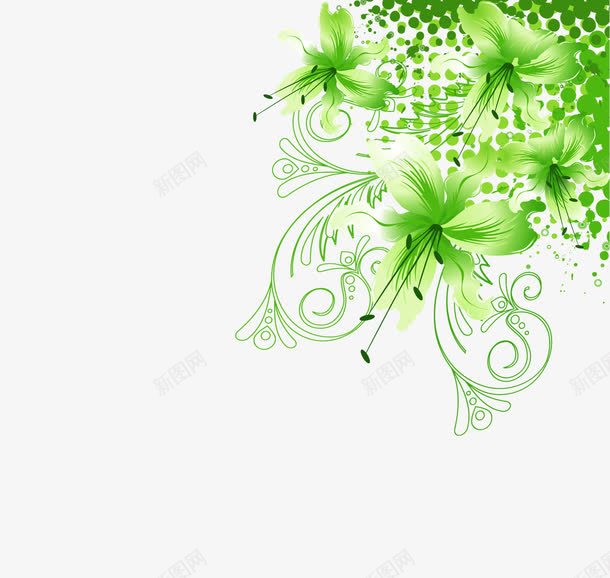 绿色花纹角花png免抠素材_新图网 https://ixintu.com 绿色花纹 角花