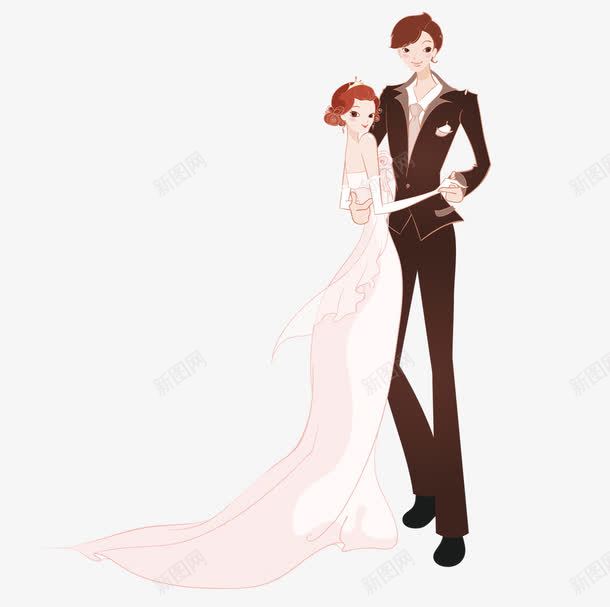 卡通婚纱照png免抠素材_新图网 https://ixintu.com 卡通 婚纱 新娘