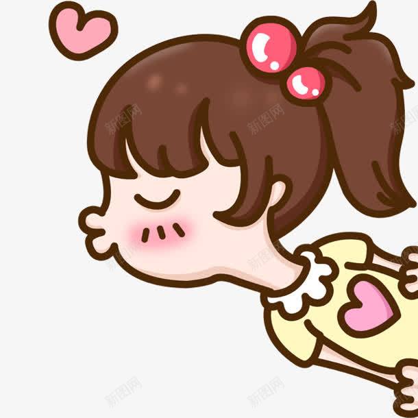 卡通小女孩亲吻png免抠素材_新图网 https://ixintu.com 亲吻 卡通 小女孩