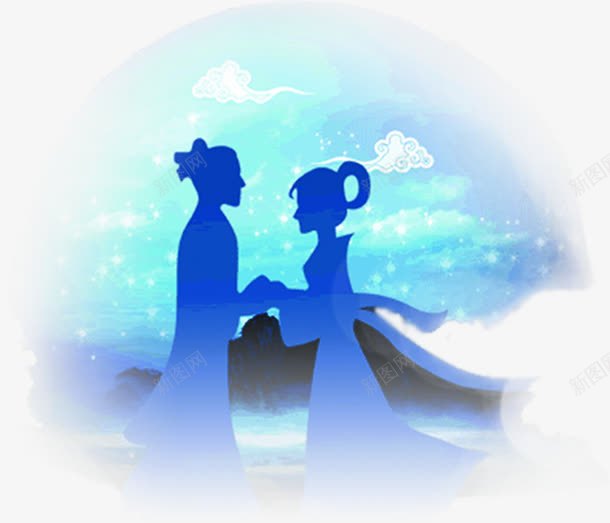 浪漫圆月牛郎织女相会png免抠素材_新图网 https://ixintu.com 圆月 浪漫 牛郎织女 相会
