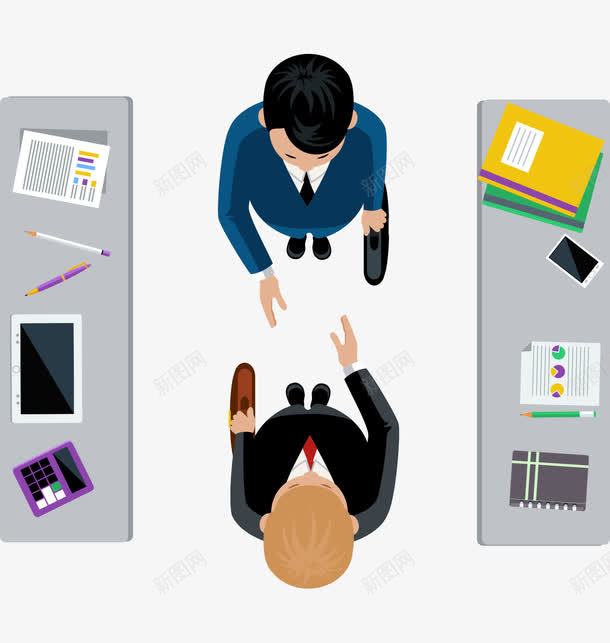 会面扁平化png免抠素材_新图网 https://ixintu.com 交流 会面矢量素材 商人 扁平化 社交 见面