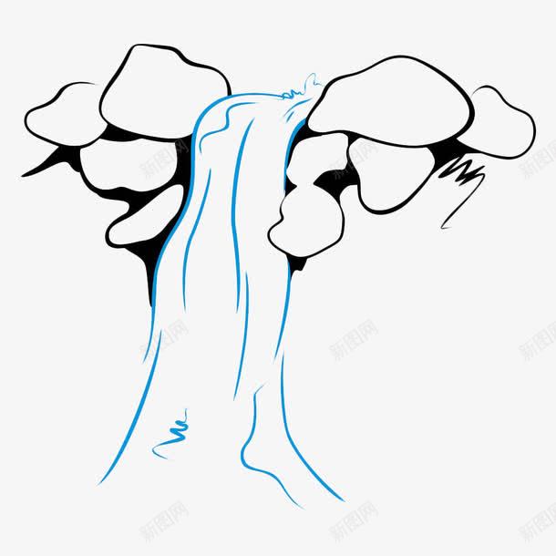 手绘山涧流水png免抠素材_新图网 https://ixintu.com 山涧 手绘 水流 江水 江面 风景