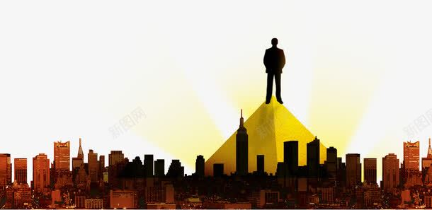 金字塔尖上的人psd免抠素材_新图网 https://ixintu.com 剪影 商务人士 建筑 彩色 海报装饰 金字塔