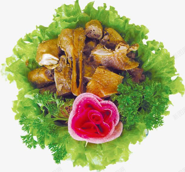 烤鸭菜品png免抠素材_新图网 https://ixintu.com 中华美食 中国美食 产品实物 烤鸭 绿色食品 花朵 菜品 菜肴 蔬菜 食物 餐饮 鸭子