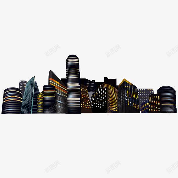 摩登大城市建筑夜景矢量图ai免抠素材_新图网 https://ixintu.com 城市夜空 夜景 大城市 建筑 摩登 矢量图