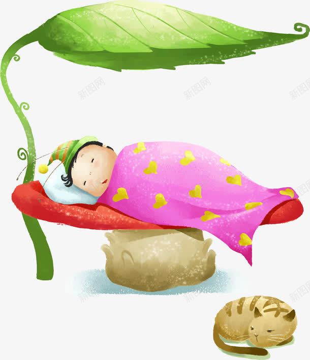 有趣的小床png免抠素材_新图网 https://ixintu.com 小床 男孩 睡觉