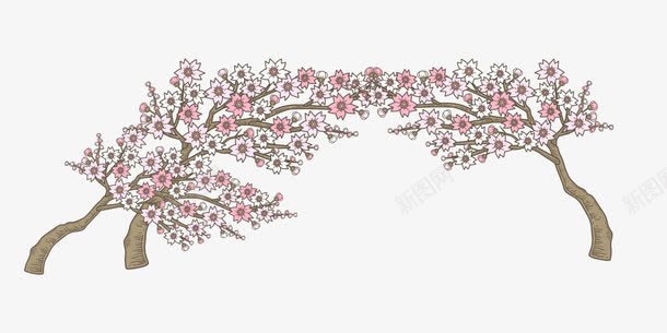 手绘桃花树png免抠素材_新图网 https://ixintu.com 桃花 桃花树 装饰