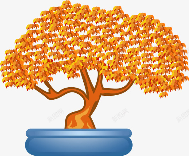 橙色树盆景矢量图图标ai_新图网 https://ixintu.com UI 卡通 图标 手绘 树 橙色 盆景 矢量图