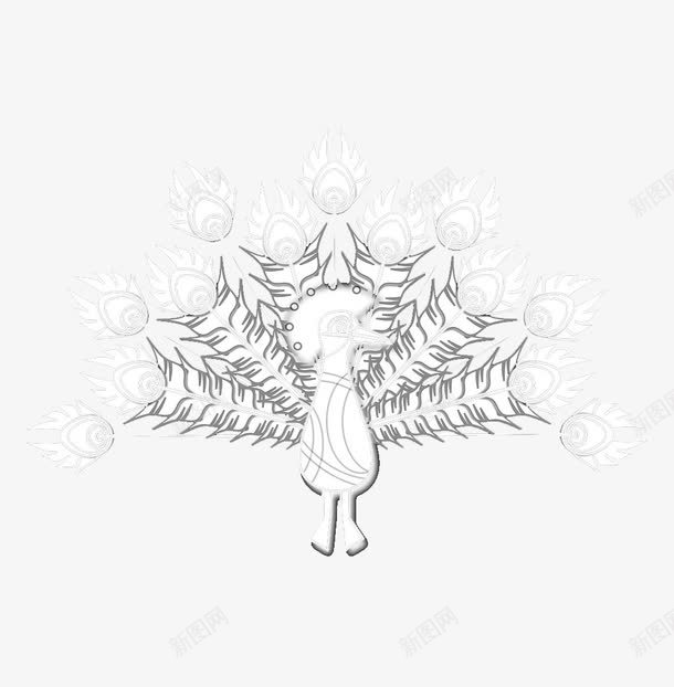 卡通白色动物开屏孔雀png免抠素材_新图网 https://ixintu.com 动物 卡通 开屏孔雀 白色