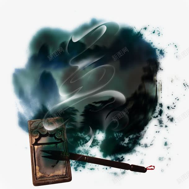 水墨背景善字背景png免抠素材_新图网 https://ixintu.com 中国风 善 墨绿 毛笔 水墨 背景