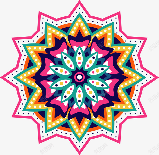 锯齿彩色宗教花纹矢量图ai免抠素材_新图网 https://ixintu.com 佛教 佛教花纹 宗教 宗教花纹 矢量png 锯齿花纹 矢量图