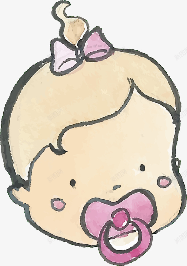 吃奶嘴的婴儿矢量图ai免抠素材_新图网 https://ixintu.com 卡通手绘 女孩 奶嘴 婴儿 小清新 矢量图