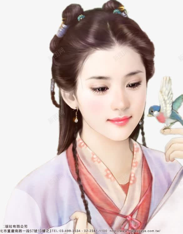喜鹊清秀古风手绘女子png免抠素材_新图网 https://ixintu.com 古风 喜鹊 女子 手绘 清秀