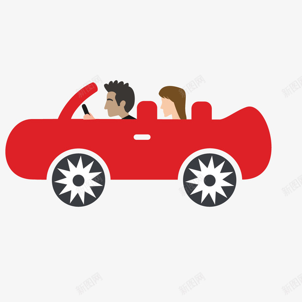 开跑车的男女矢量图eps免抠素材_新图网 https://ixintu.com 扁平 男女 跑车 矢量图