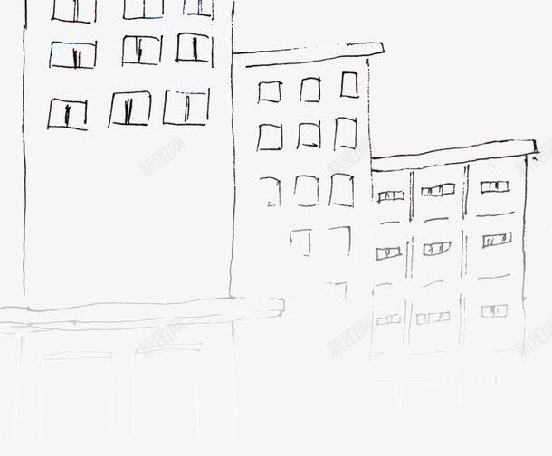 素描房屋建筑png免抠素材_新图网 https://ixintu.com 建筑 房屋 素描