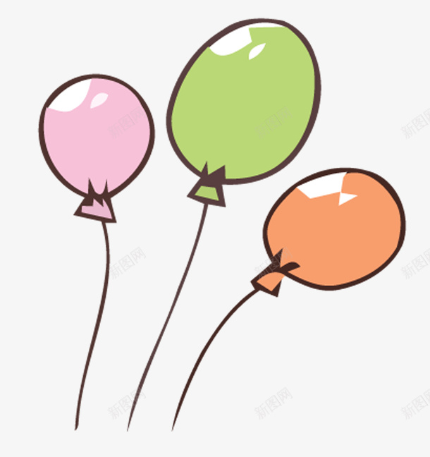 彩色气球png免抠素材_新图网 https://ixintu.com AI 卡通 可爱 喜庆 彩色 手绘 气球 线条 节日