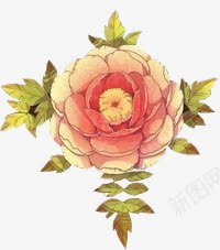 手绘粉黄色玫瑰绿叶png免抠素材_新图网 https://ixintu.com 玫瑰 粉黄 绿叶