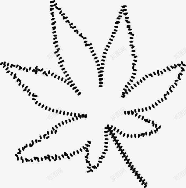 简笔树叶png免抠素材_新图网 https://ixintu.com 手绘 树叶 白色 简笔画 黑色点点