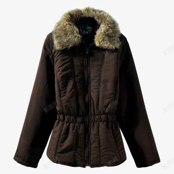 秋冬棉服png免抠素材_新图网 https://ixintu.com 束腰 毛领 深色 短款