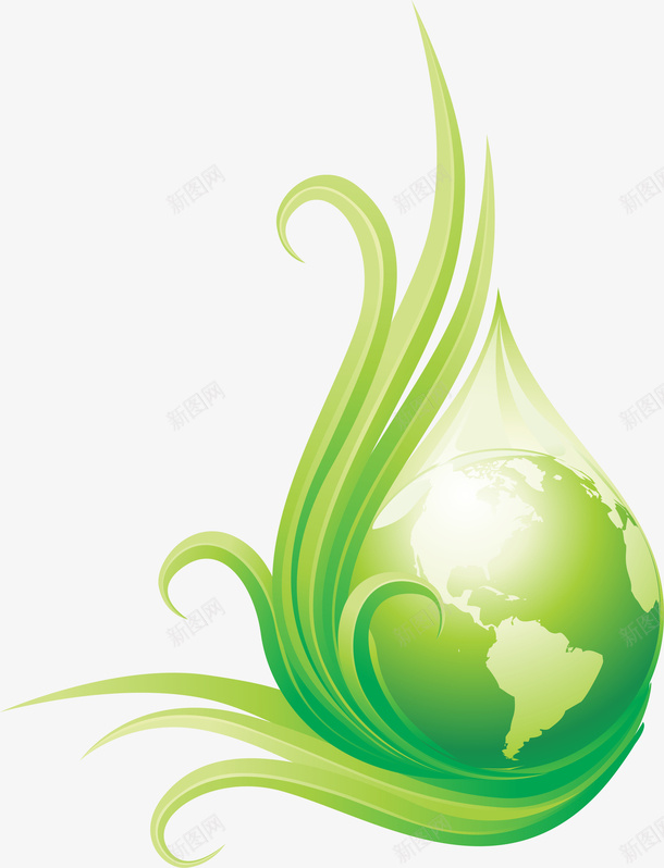 小草水滴地球png免抠素材_新图网 https://ixintu.com 免抠PNG 地球 小草 树叶 水滴 绿化 装饰图案 鲜嫩的小草