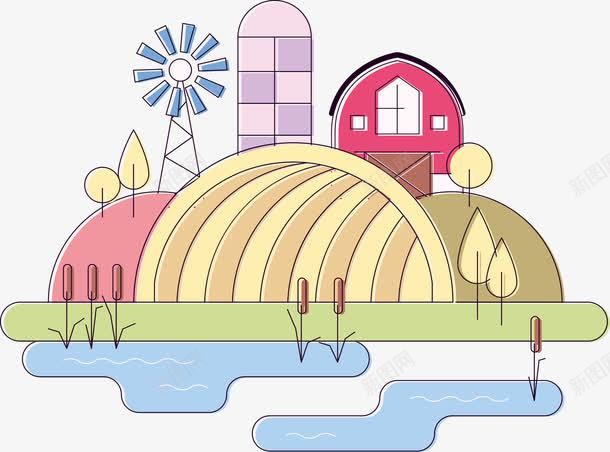 扁平创意风景png免抠素材_新图网 https://ixintu.com 建筑 扁平风景 植物 矢量风景图片免费下载 自然乐园 自然风景