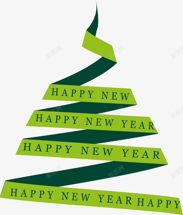 手绘绿色新年快乐字母飘带矢量图ai免抠素材_新图网 https://ixintu.com 字母 手绘 新年快乐 绿色 飘带 矢量图