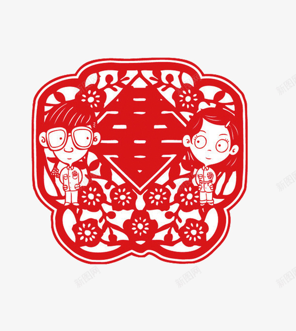 喜字窗花psd免抠素材_新图网 https://ixintu.com 喜事 喜字 喜字窗花