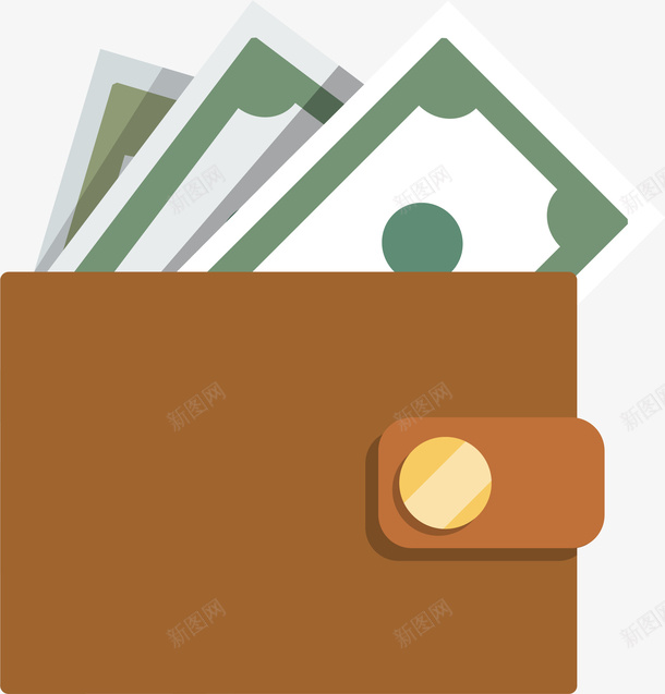 褐色扁平化钱包png免抠素材_新图网 https://ixintu.com 付款 商务金融 扁平化 理财 褐色钱包