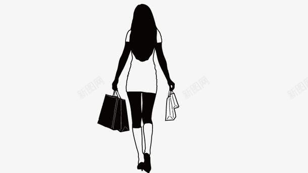 购物女孩剪影png免抠素材_新图网 https://ixintu.com 卡通美女 矢量美女 购物女孩剪影