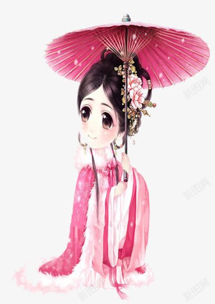 可爱古装女孩png免抠素材_新图网 https://ixintu.com 古装美女 打伞女孩 粉色女孩