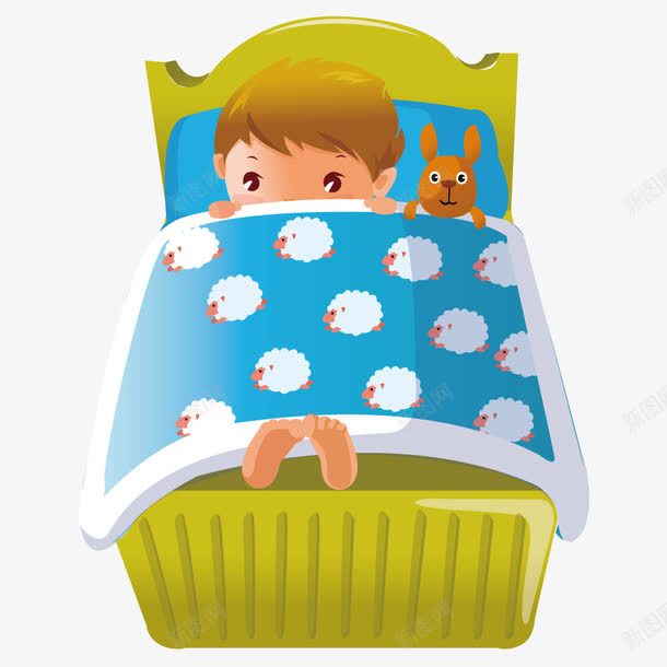 准备睡觉的男孩矢量图ai免抠素材_新图网 https://ixintu.com 卡通 插画 男孩 睡觉 矢量图