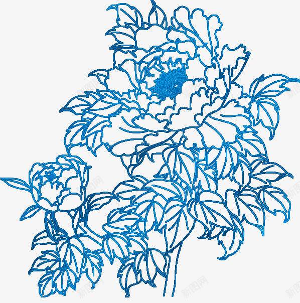 古风蓝色手绘花朵png免抠素材_新图网 https://ixintu.com 古风 手绘 花朵 蓝色